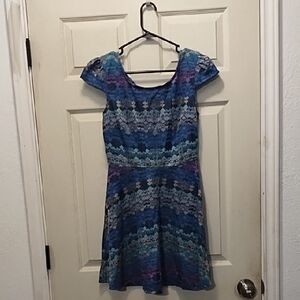 City Triangles Blue Fit and Flare  Dress